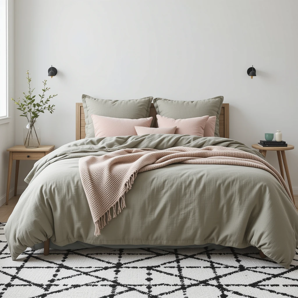 Scandinavian bedroom ideas with muted pastels and textured accents