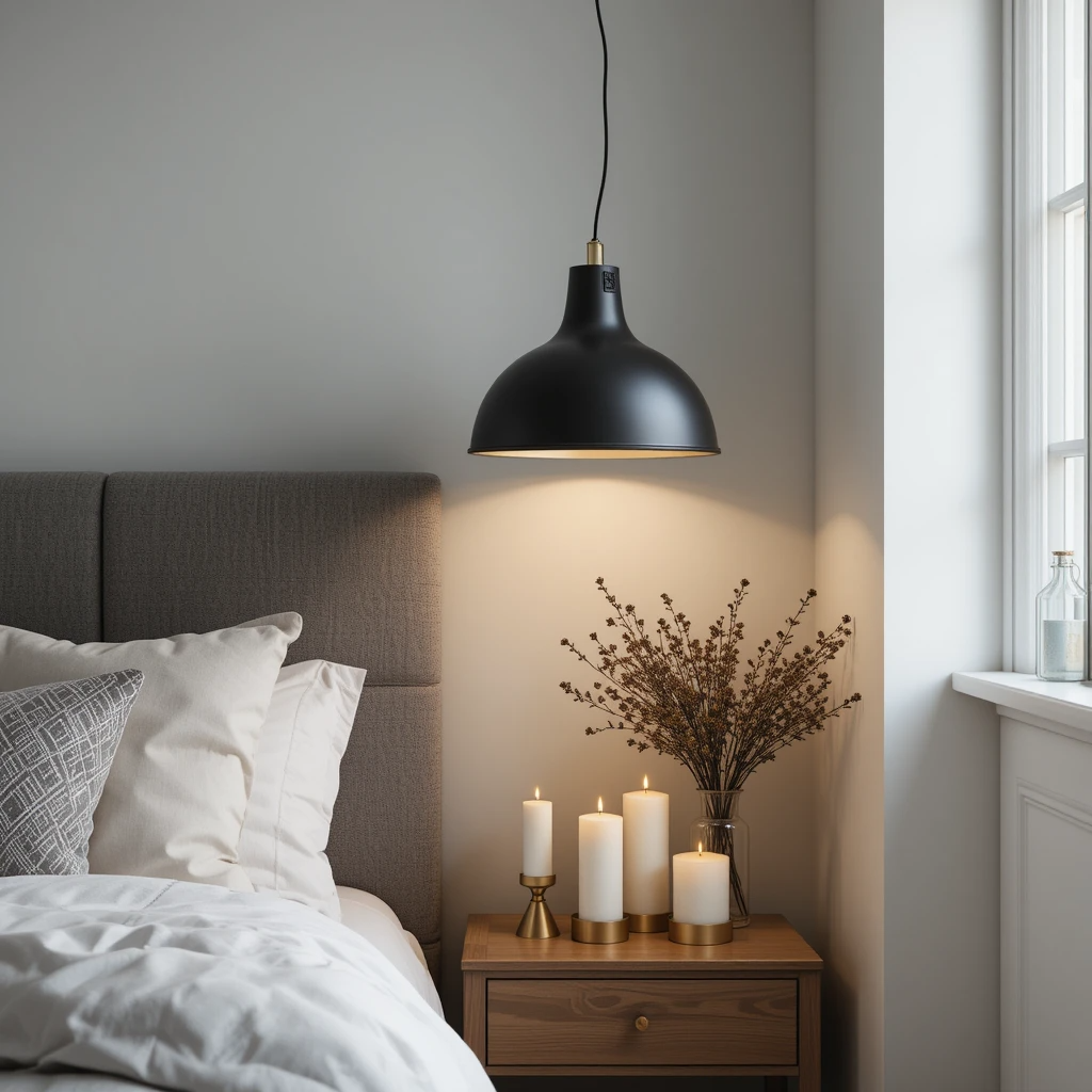 Scandinavian bedroom lighting ideas – pendant lights and cozy candle clusters