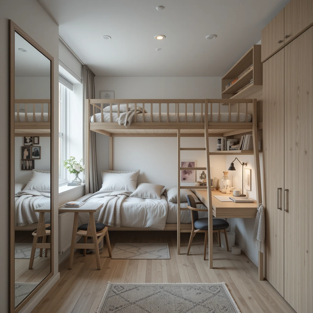 Small Scandinavian bedroom ideas – loft beds and space-saving mirrors