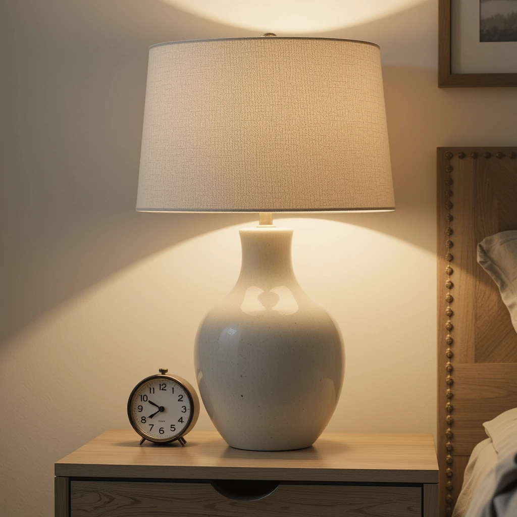 Simple ceramic table lamp for modern bedroom decor
