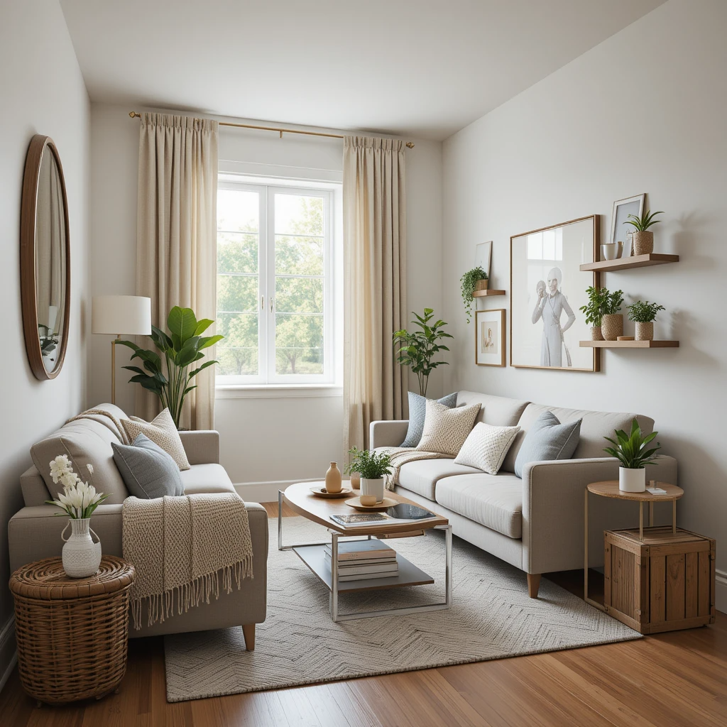 Small living room transformation showing budget-friendly decor solutions for 2025